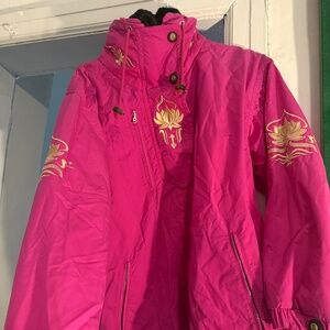 Vintage Bogner Ski Coat Hot Pink Faux Fur Collar Sz 4